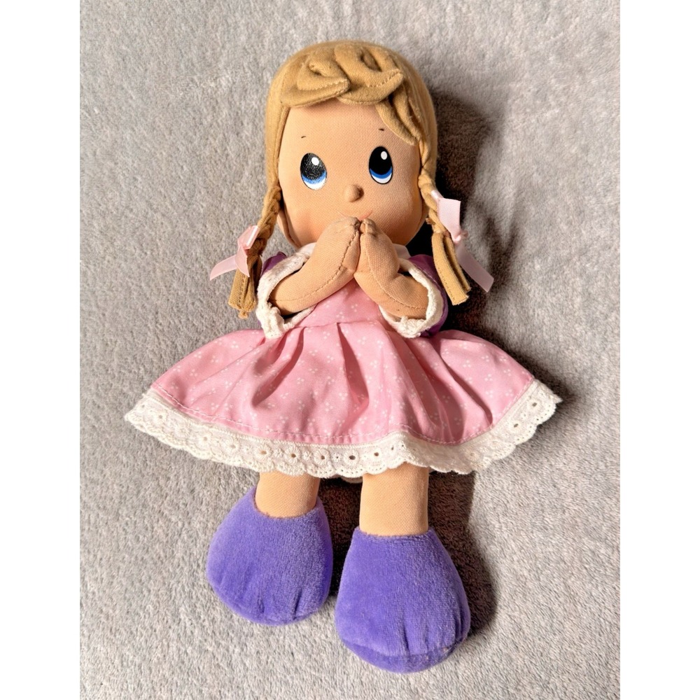 Nuby Luv N Care  11" Plush Doll Prayer Pal Baby Girl Lovey Toy Pink Braids 2013‎